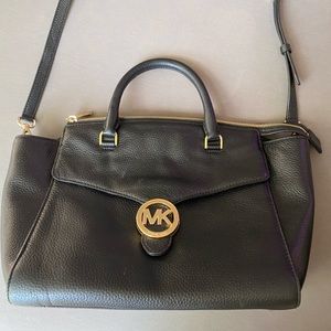 Michael Kors Black Purse Gold Buckle Shoulder Bag